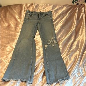 American Eagle Outfitters Light Blue Distressed Flare Jeans